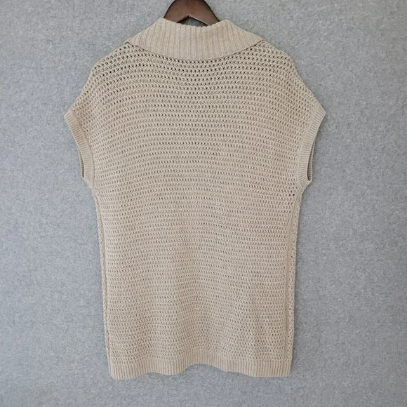 Talbots Womens Open Front Cardigan Size S Beige Office Career Missing Fur Collar - Picture 5 of 11